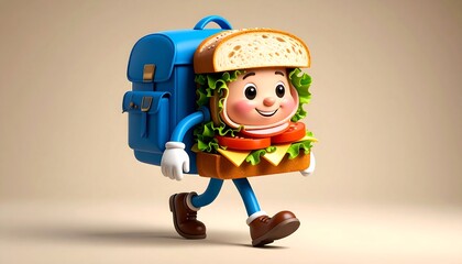 Naklejka premium Cartoon sandwich backpack