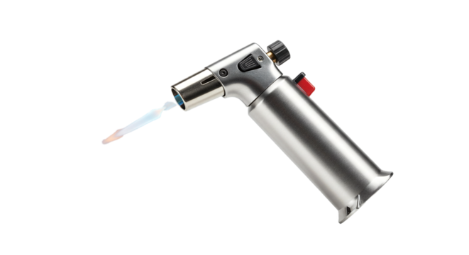 Torch lighter butane culinary professional adjustable flame kitchen cooking creme brulee tool on transparent background