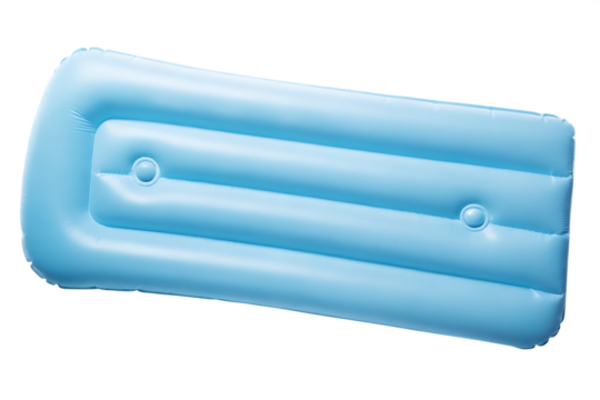 Light blue inflatable mattress isolated on a transparent background