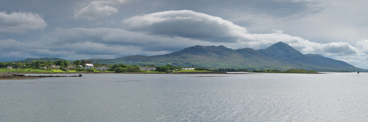 Panorama of Dramatic Croagh Patrick in Mayo, Ireland