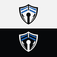 A modern shield logo design featuring a keyhole, symbolizing security and protection for cybersecurity, data privacy, and network safety