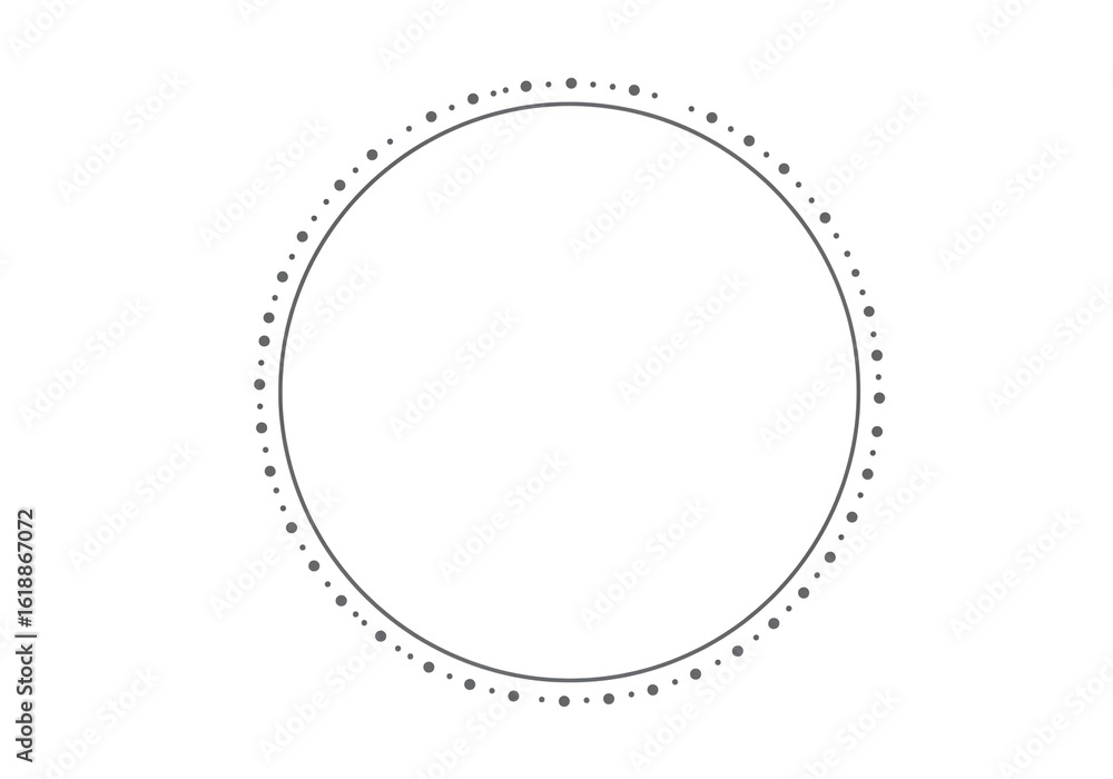 Poster a simple circular frame composed of a solid line and dotted line on a white background