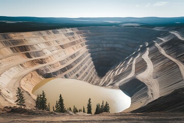 The Immense Scale of Open-Pit Mining: A Canadian Diamond Mine