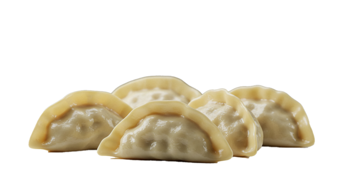 Delicious asian dumplings potstickers gyoza dim sum chinese food cuisine gourmet meal appetizer snack photography on transparent background