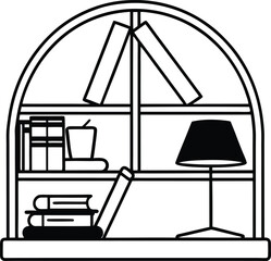 cozy study nook with window view and lamp