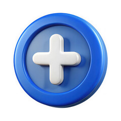 Obraz premium Blue circle with white plus isolated on transparent background