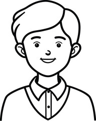 Fototapeta premium student avatar flat vector line art white background happy mood