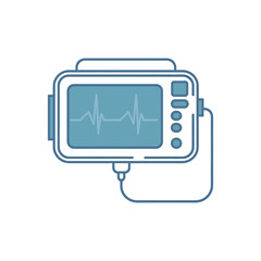 Medical Monitor displaying Heartbeat Graph with Buttons and Connections Diagnostic Equipment for Patients Health Isolated on White Background