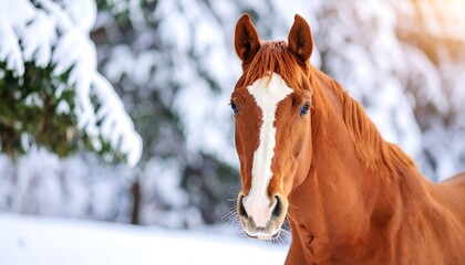 Obraz premium Horse in snowy forest