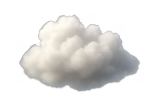 Realistic white cloud floating with transparent background