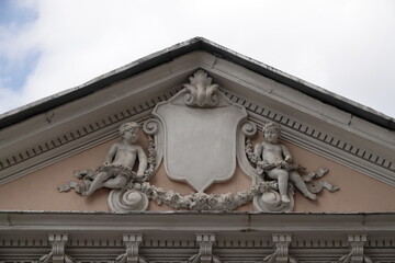High relief inside the pediment under the roof at the former urban estate of P.G. Vyazemsky in 1st...
