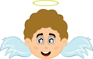 vector illustration face angel character cartoon, marveling with stars in his eyes