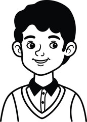 student avatar flat vector line art white background serious face