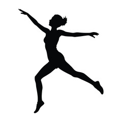 silhouette yoga of a girl jumping vector art 