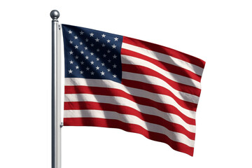 Fototapeta premium Realistic United States flag waving on transparent background