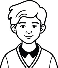 Obraz premium student avatar flat vector line art white background laughing softly