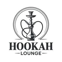 Elegant Hookah Lounge Logo Vector Illustration with Intricate Design and Circular Frame on White Background for Branding