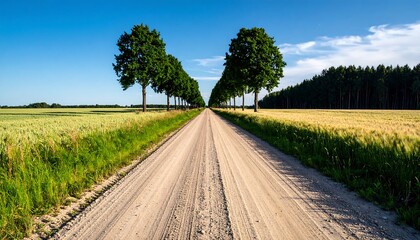 Country road through golden fields