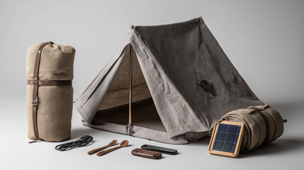 Vintage Camping Gear Set, Tent Included