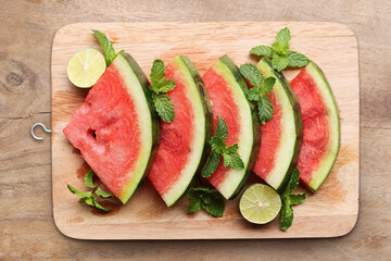 Watermelon on wooden table background