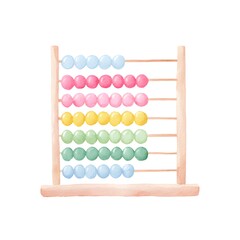 Simple Watercolor Illustration of an Abacus on a Desk
