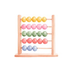 Simple Watercolor Illustration of an Abacus on a Desk Surface