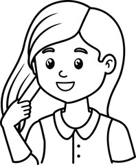 Obraz premium student avatar flat vector line art white background confident smile