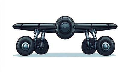 A single vector icon of landing gear, bold black outline, flat colors, no gradient, simple and modern style, white background, high contrast