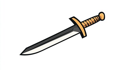 A single vector icon of a dagger, bold black outline, flat colors, no gradient, simple and modern style, white background, high contrast