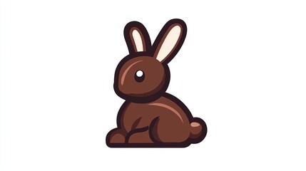 Obraz premium A single vector icon of a chocolate bunny, bold black outline, flat colors, no gradient, simple and modern style, white background, high contrast 