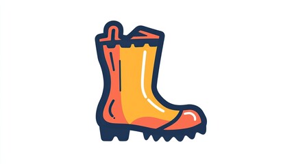 A single vector icon of a rain boot, bold black outline, flat colors, no gradient, simple and modern style, white background, high contrast -