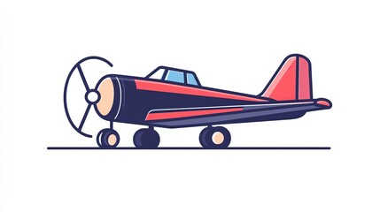 A single vector icon of an airplane, bold black outline, flat colors, no gradient, simple and modern style, white background, high contrast