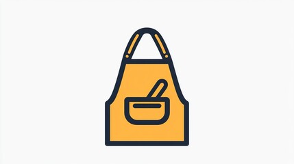 A single vector icon of an apron, bold black outline, flat colors, no gradient, simple and modern style, white background, high contrast 