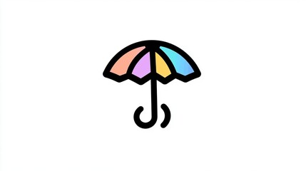 A single vector icon of an umbrella, bold black outline, flat colors, no gradient, simple and modern style, white background, high contrast 