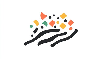 A single vector icon of confetti, bold black outline, flat colors, no gradient, simple and modern style, white background, high contrast