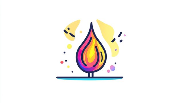 A single vector icon of a flame symbol, bold black outline, flat colors, no gradient, simple and modern style, white background,