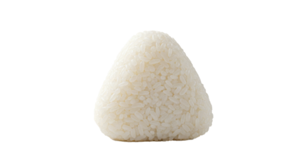 Close up shot of a single onigiri rice ball isolated against a black background with soft lighting on transparent background
