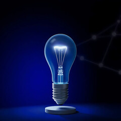 A blue lightbulb with a network of connections symbolizes innovation, ideas, and technological advancement