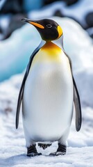 Obraz premium King penguin on snowy Antarctic ice