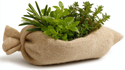 Bag Filled With Fresh Herbs