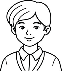 Obraz premium student avatar flat vector line art white background calm eyes