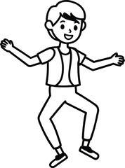 Fototapeta premium student avatar flat vector line art white background joyful expression