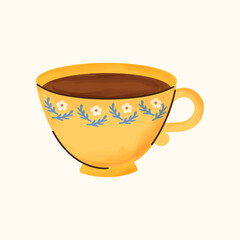 Watercolor cup or mug vector illustration with soft tones and a cozy texture, perfect for morning tea or coffee themes. Ideal for kitchen decor, cafe branding, or warm seasonal projects