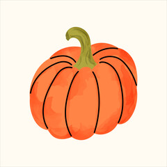 Cute watercolor vector pumpkin graphics designed for fall sticker packs and digital planners. Includes isolated squash elements in a watercolor style. Perfect for Halloween, Thanksgiving