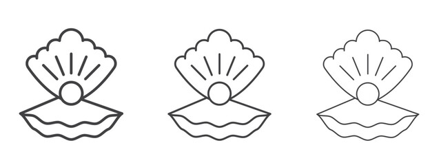 Pearl in the open shell icon - editable stroke vector illustration