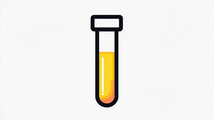 A single vector icon of a test tube, bold black outline, flat colors, no gradient, simple and modern style, white background, high contrast png