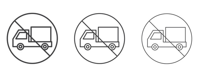 No truck signs - editable stroke vector illustration