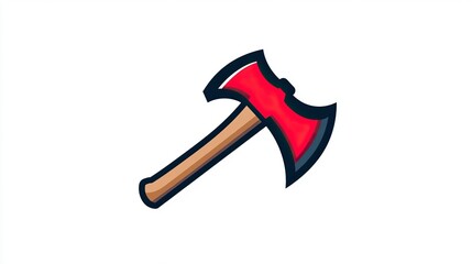 A single vector icon of an axe, bold black outline, flat colors, no gradient, simple and modern style, white background, high contrast  png