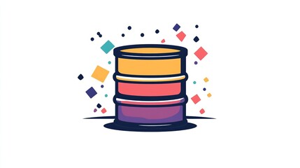 A single vector icon of an oil barrel, bold black outline, flat colors, no gradient, simple and modern style, white background, high contrast - png