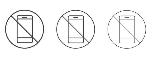 No cell phone signs - editable stroke vector illustration